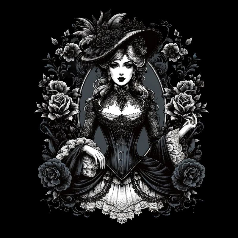 Victorian Beauty: Elegance in Black and White