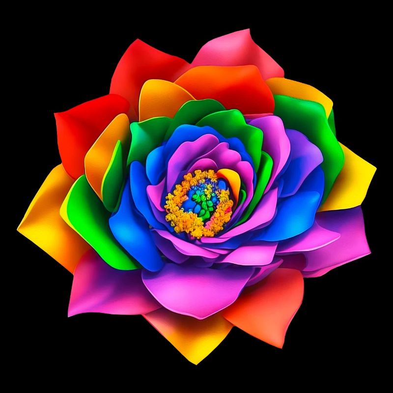 Fleur arc-en-ciel 3D vive