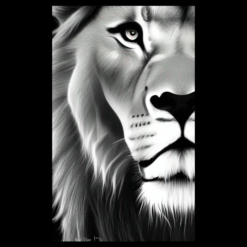 Lion noir et blanc