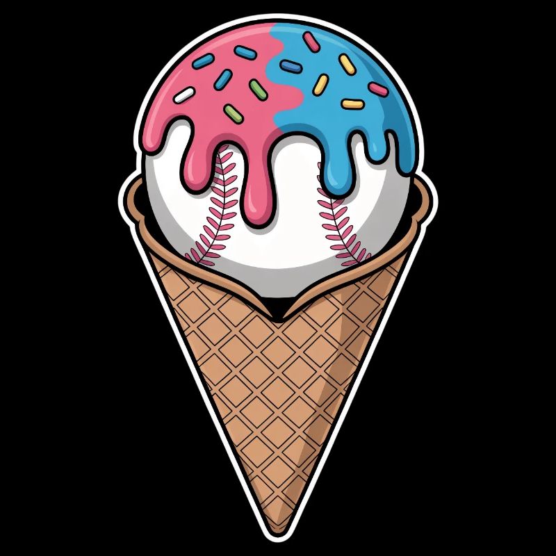 Une cuillère de glace de baseball avec des vermicelles dans un pavillon de gaufres