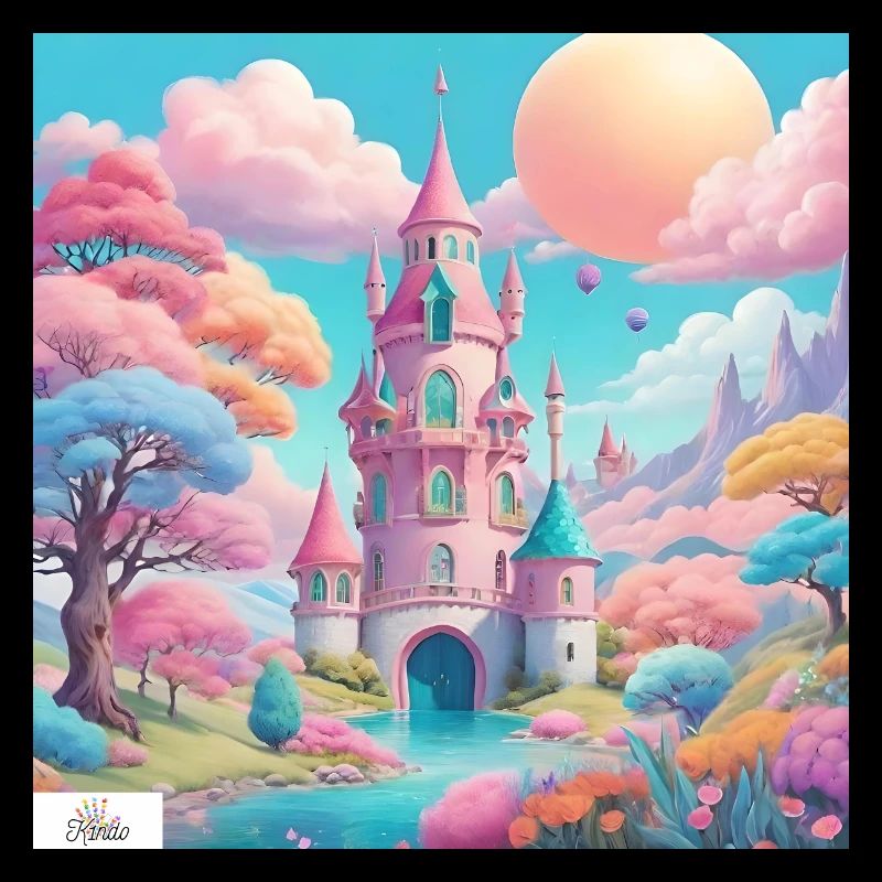 Paysage de rêve de château pastel