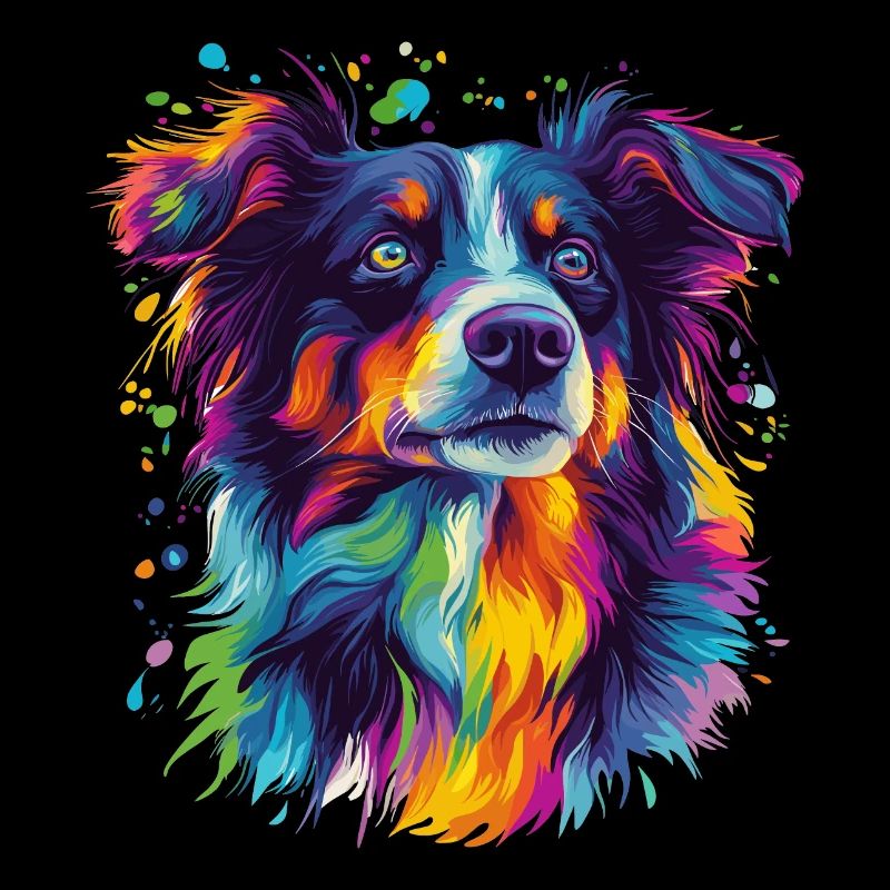 Portrait of a psychedelic Australian Shepherd