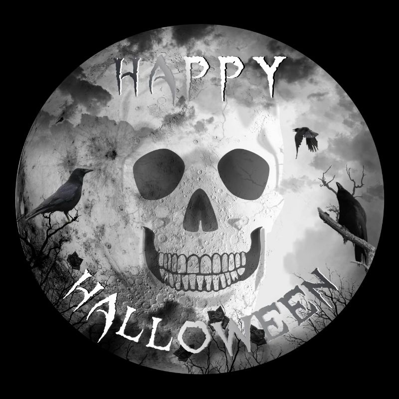 halloween skull crows