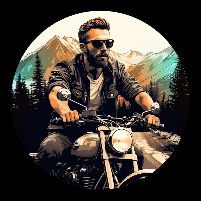 Man on his machine in the mountains - Retro