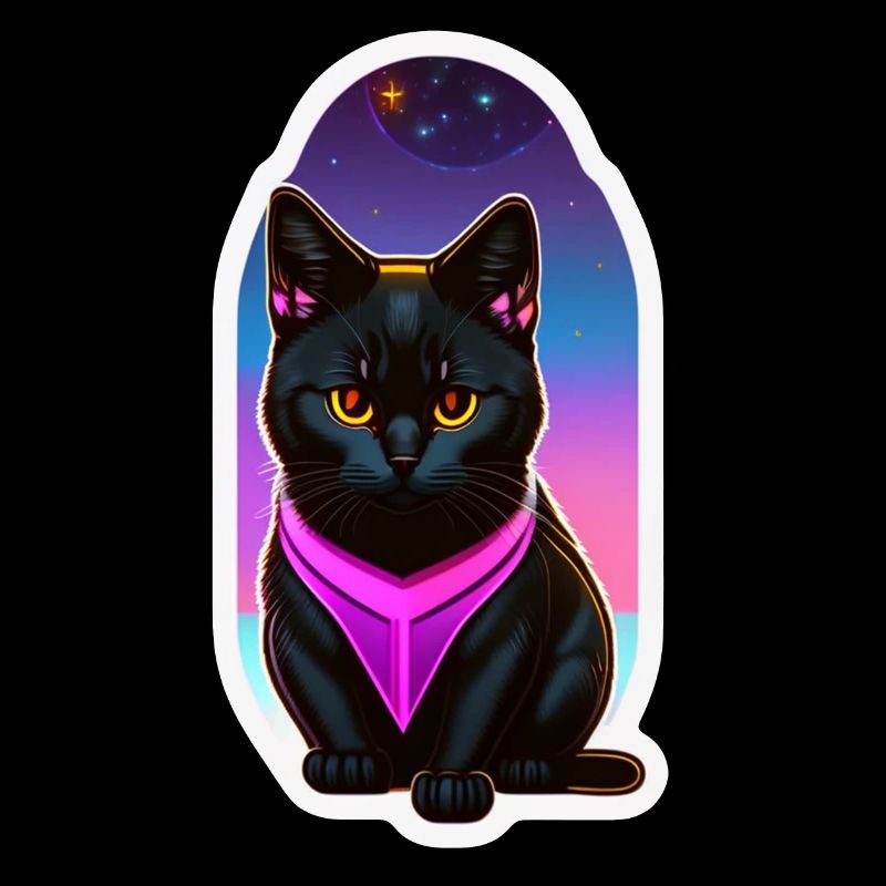 petit chat noir et espace