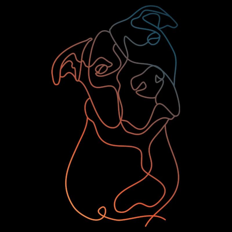 PITBULL MINIMALISTE LINÉAIRE DE COULEUR