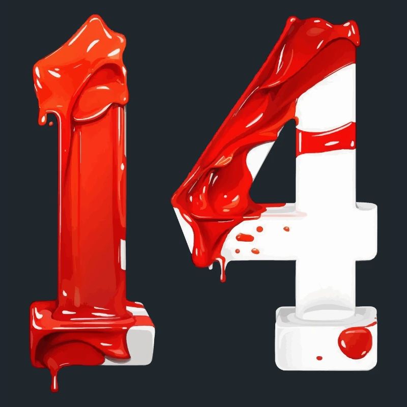 NR. 14 NUMMER 14 ROT WEIß 14. GEBURTSTAG