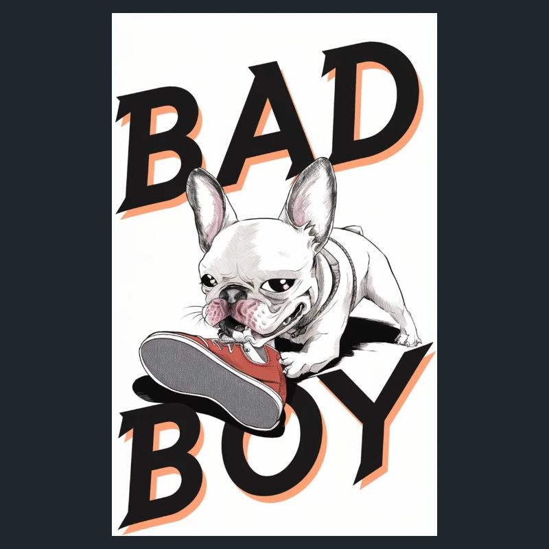 Bouledog dévorant une chaussure