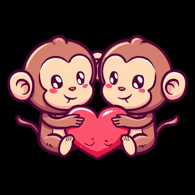 Couple de singes Amour Saint-Valentin