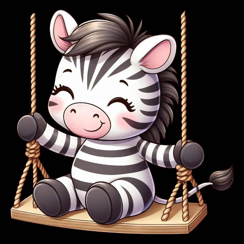 Süßes Zebra auf der Schaukel Comic