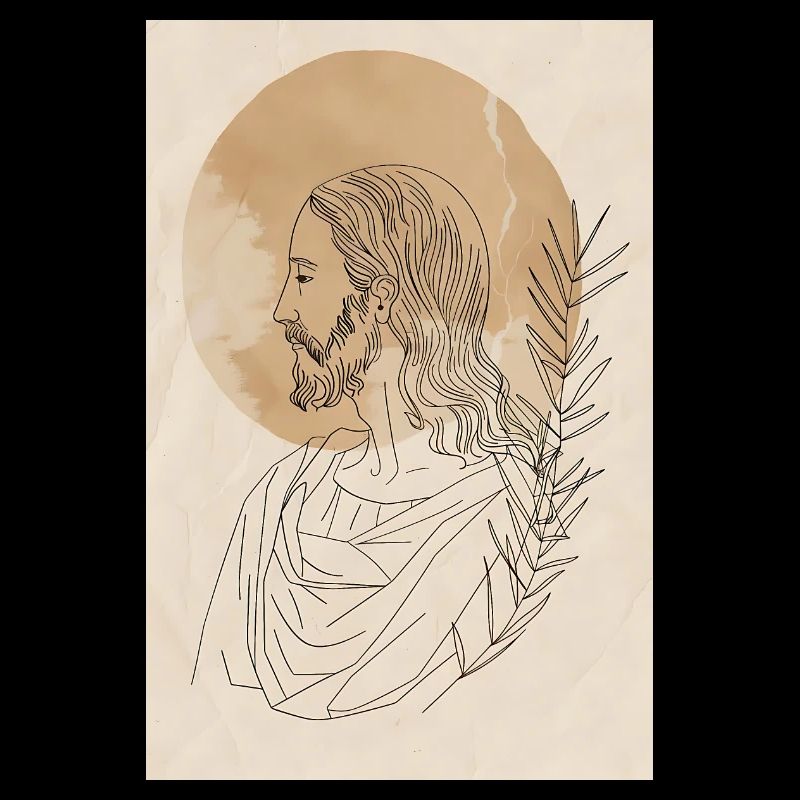 Simple Lines Jesus Art Print, Modern