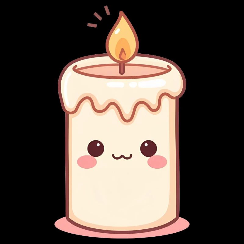 Bougie kawaii avec visage amical