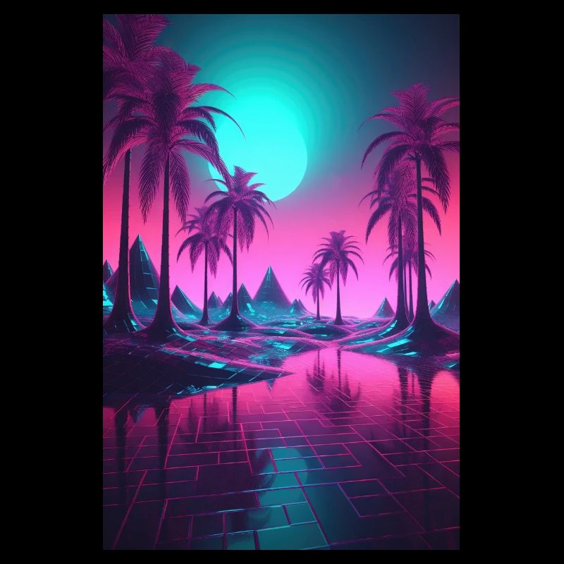 Eine surreale kosmische Synthwave Retrowave Nacht