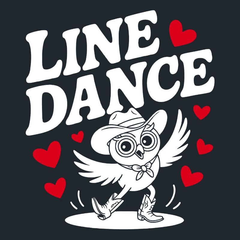 Line Dance Eule lustige Eule mit Stetson und Boots