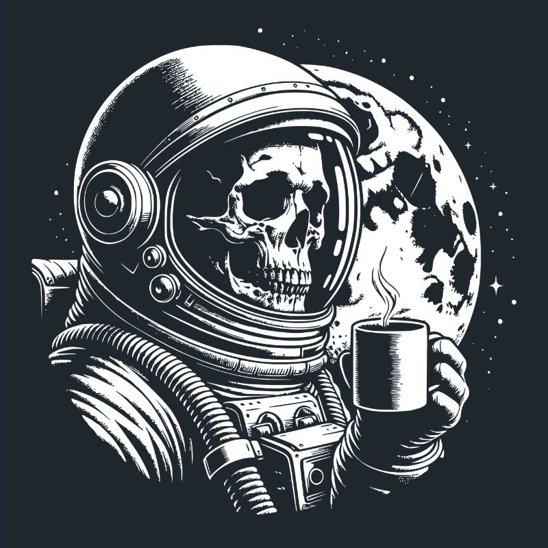 Skull mit Kaffeebecher Kaffee