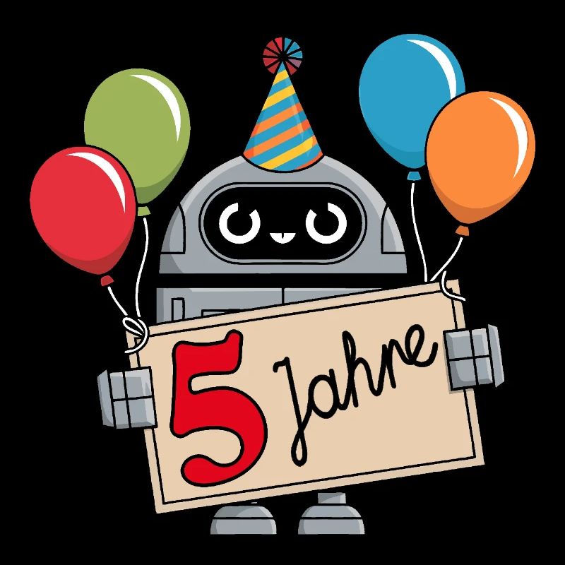 Ich bin fünf Jahre 5. Geburtstag Roboter
