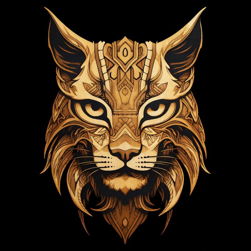 Luchs Kopf Tiere Holz Muster Natur Wild Katze