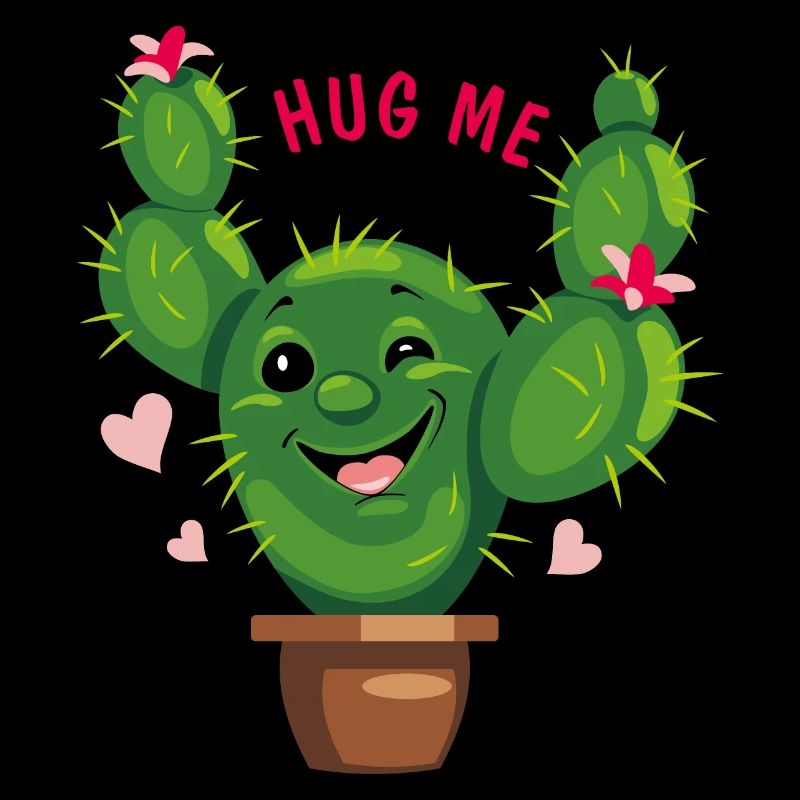 Cactus souriant. Fais-moi un câlin