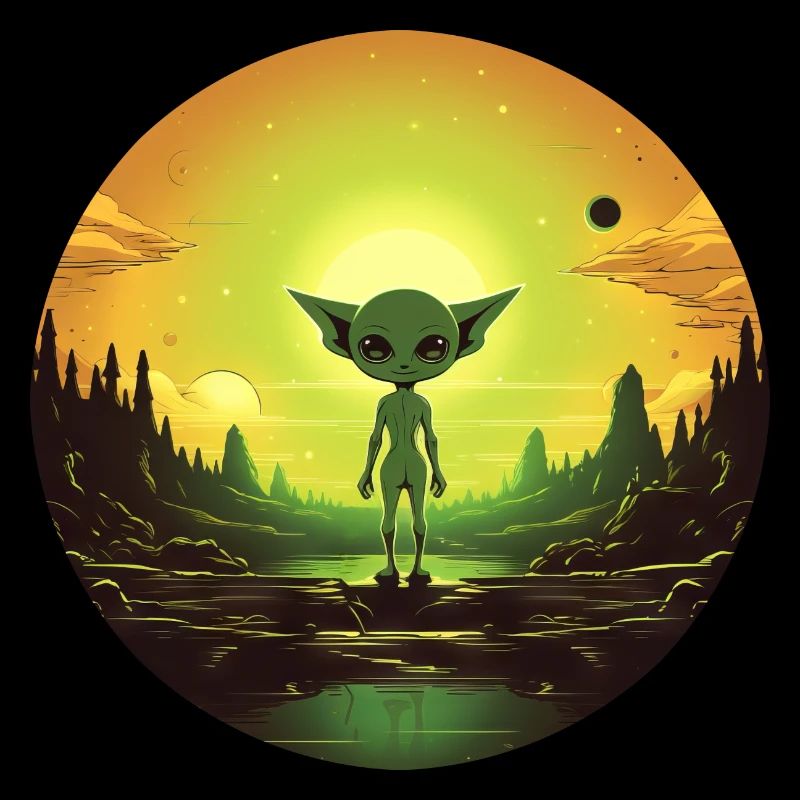Coucher de soleil extraterrestre sur une planète extraterrestre