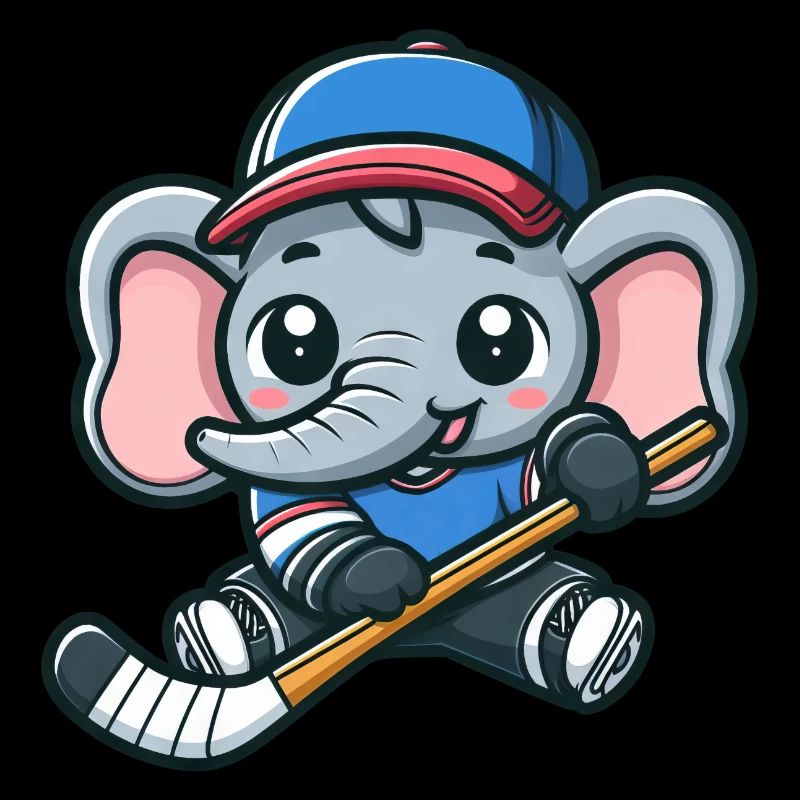 Süßer Elefant Eishockey Comic Design