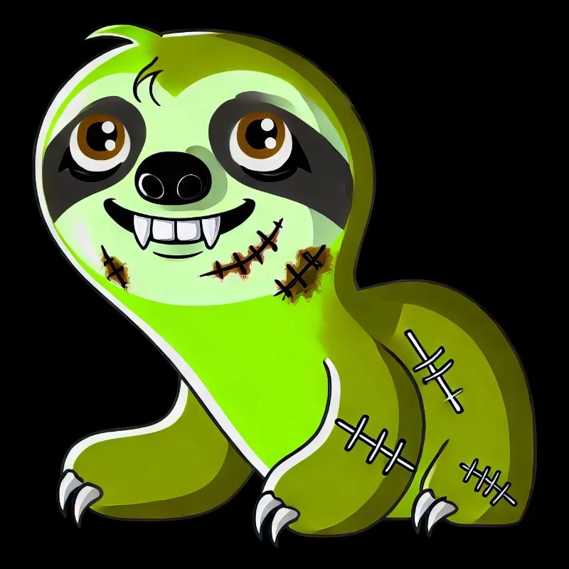 Funny Halloween Sloth Zombie Cartoon