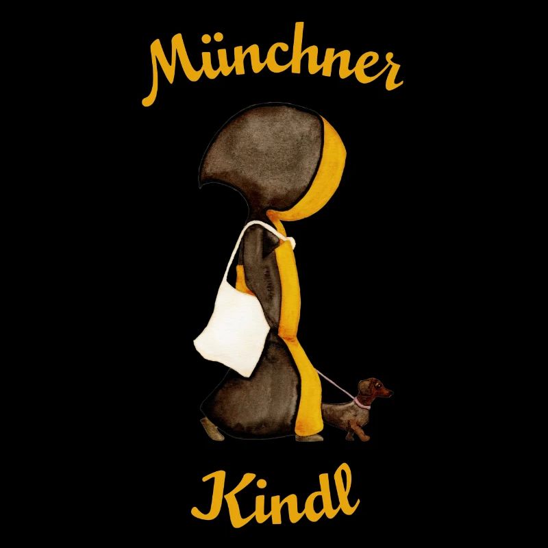 Münchner Kindl mit Dackel und Jutebeutel