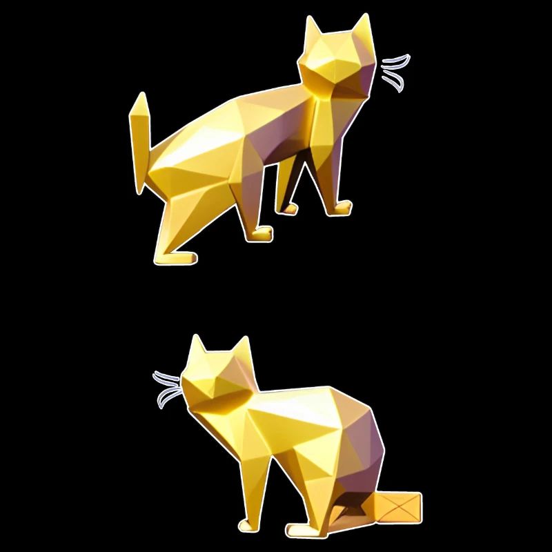 Art de facette Golden Polygon Cats