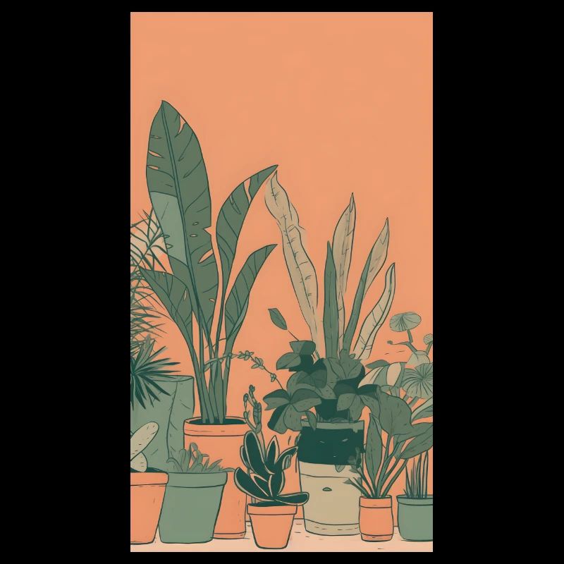 Plantes d’intérieur dans une ambiance orange