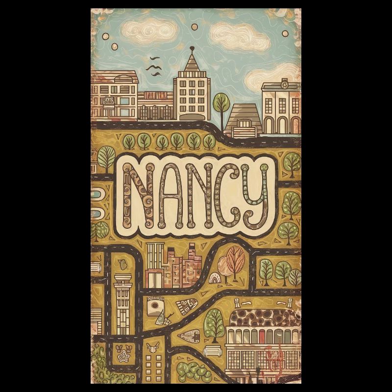 Nancy Cityscape Retro Map Typography