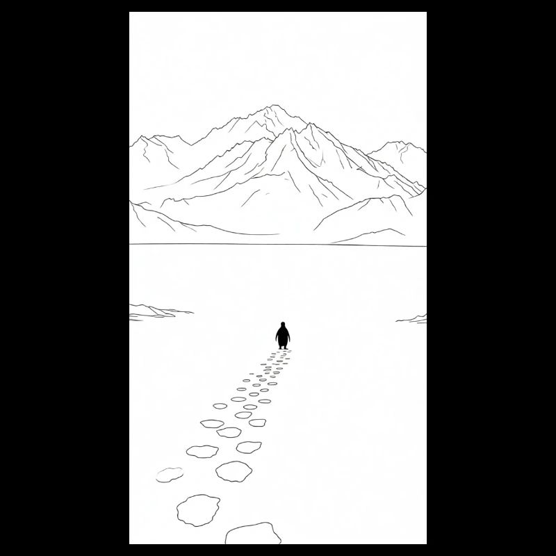Marche solitaire vers les montagnes