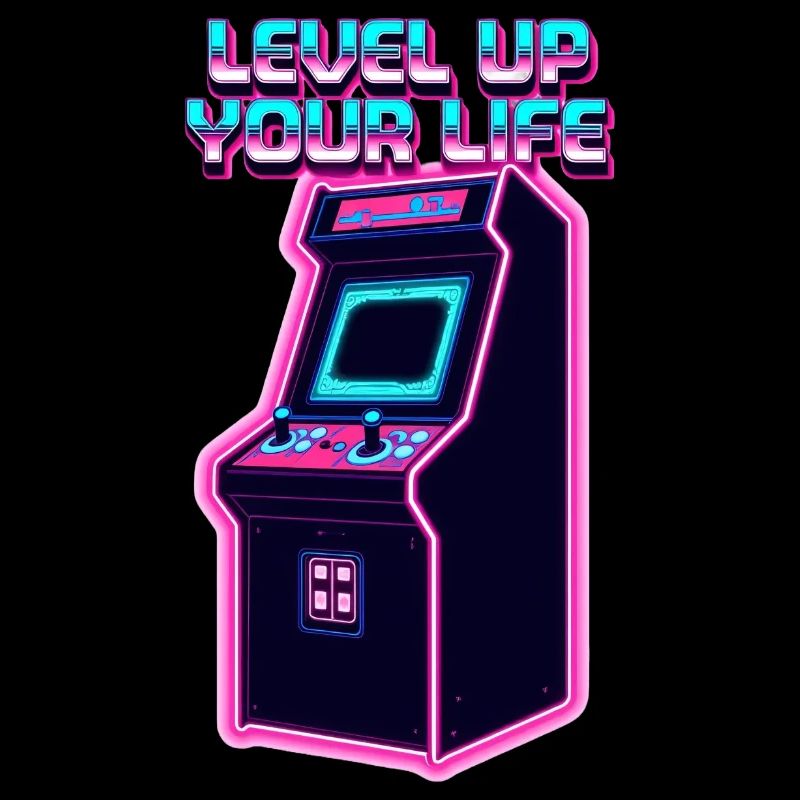 Level Up Your Life Neon Arcade