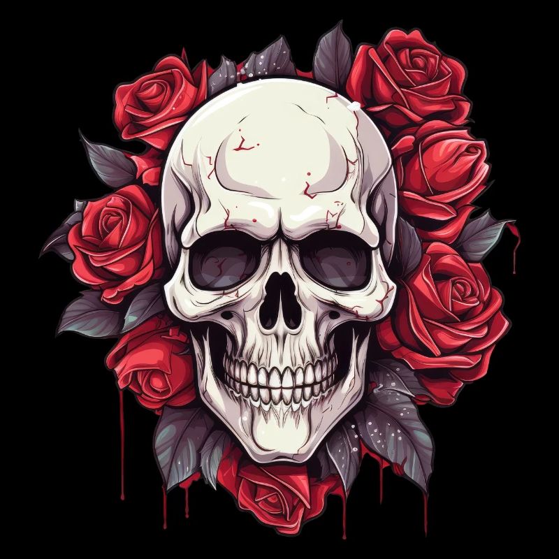 Totenkopf und Rosen Gothic Blumenkunst