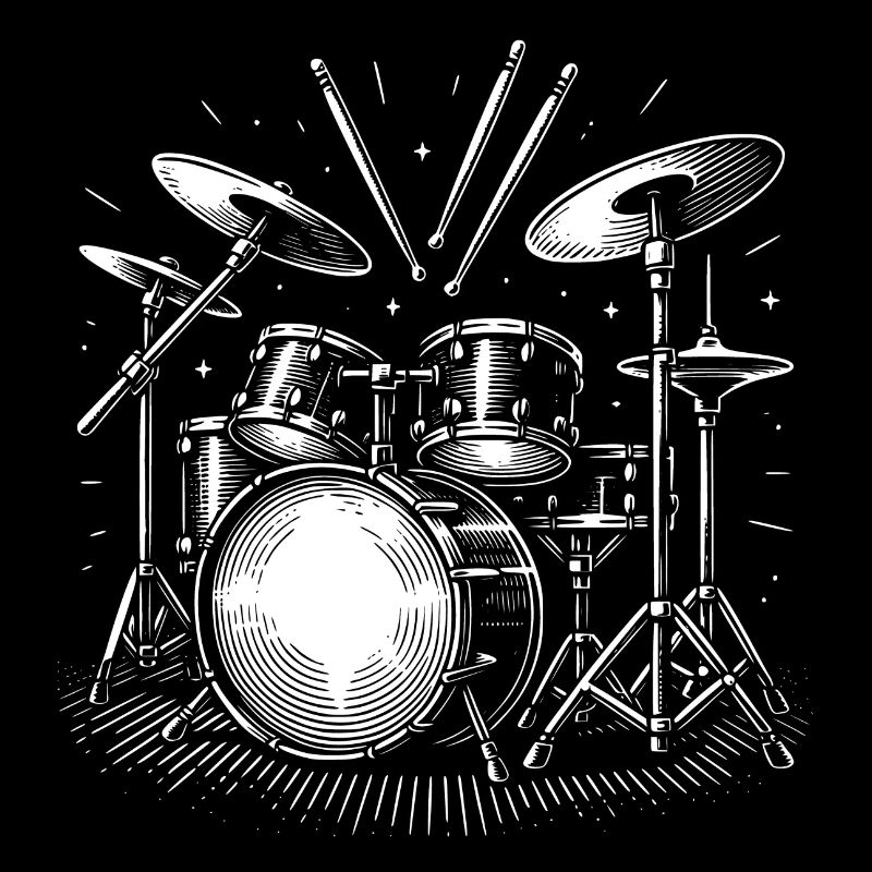 Batterie : Drummer, Destroy, Silence, Rock Band.