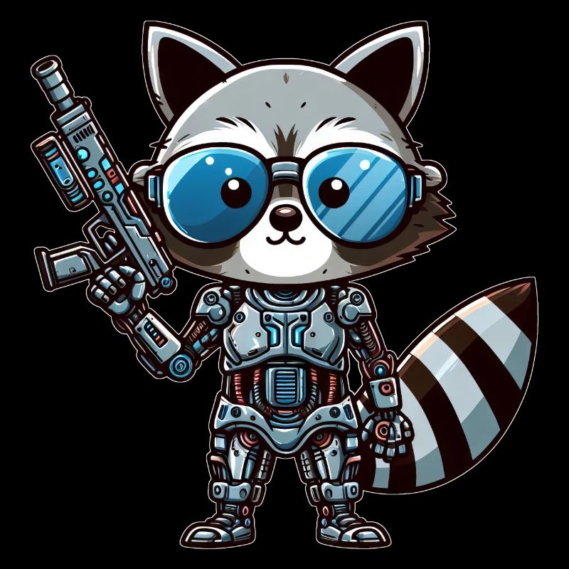 Cooler Waschbär Cyborg
