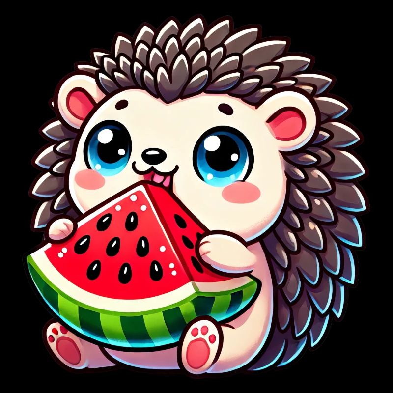 Hedgehog with Watermelon Summer Fruit Design