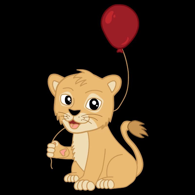 Mignon bébé lion avec ballon