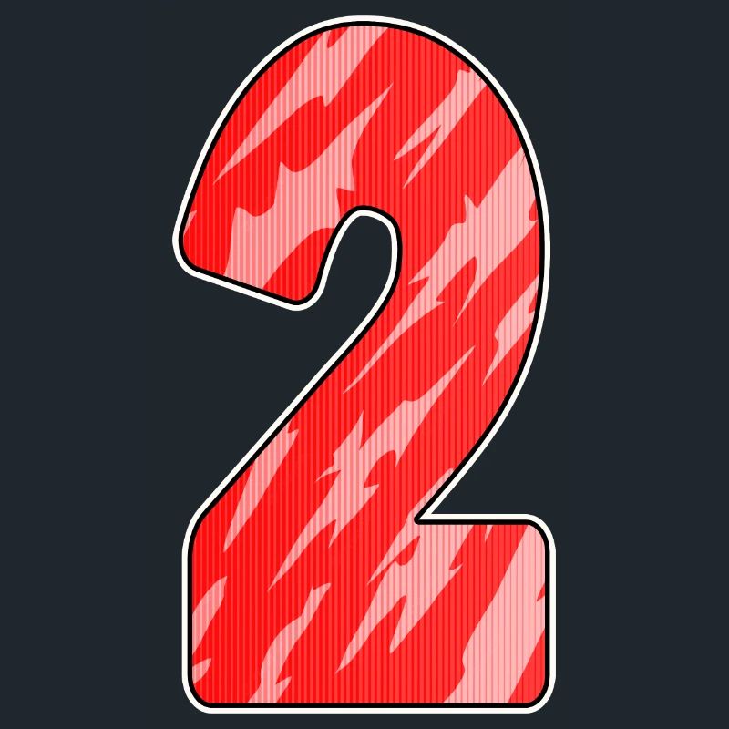 Two - 2 - Number Number Red Pattern