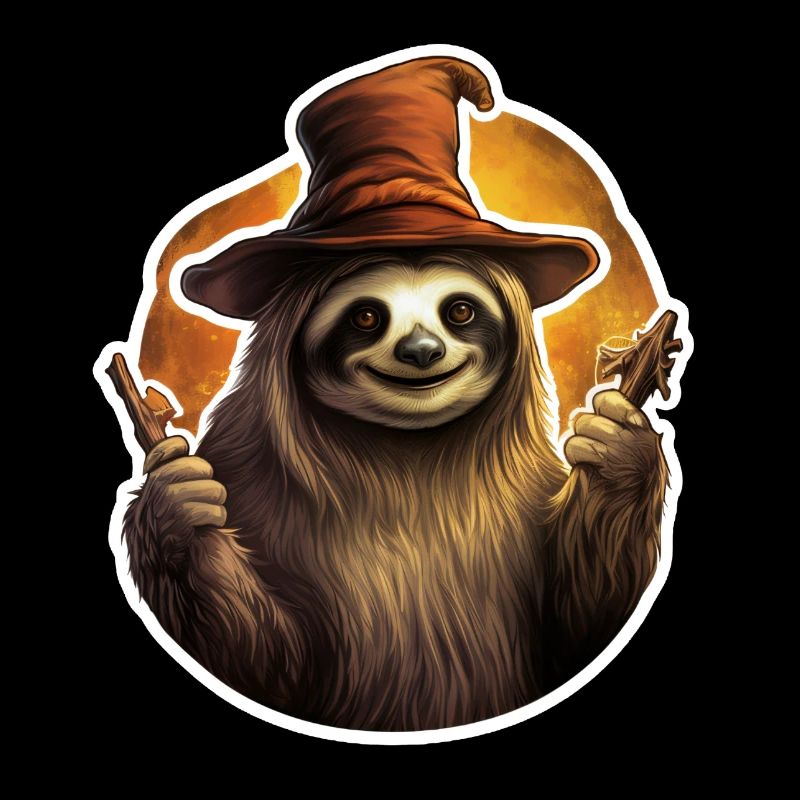 Halloween Faultier mit Hexenhut