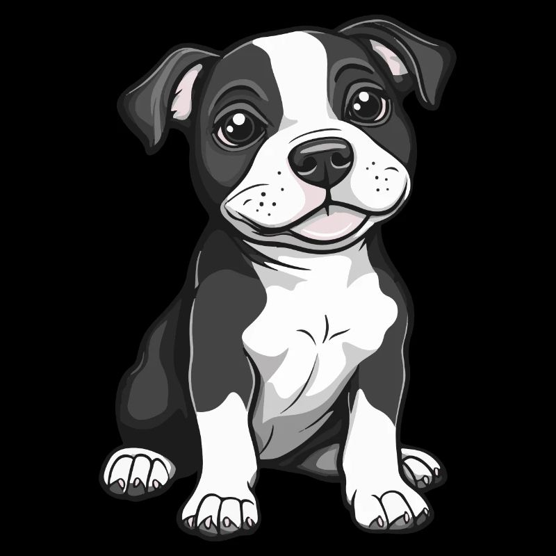 Pitbul Terrier Chien Bande Dessinée Mignon Fosse