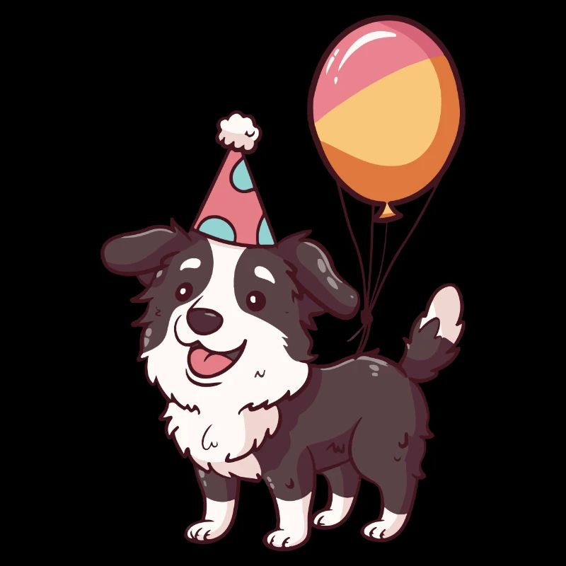 Border Collie Chiens Anniversaire Bande dessinée Mignon