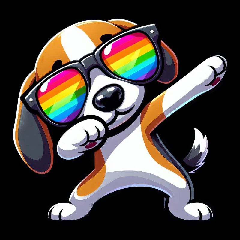 Cooler Beagle Hund Dabbing Regenbogen Lustig