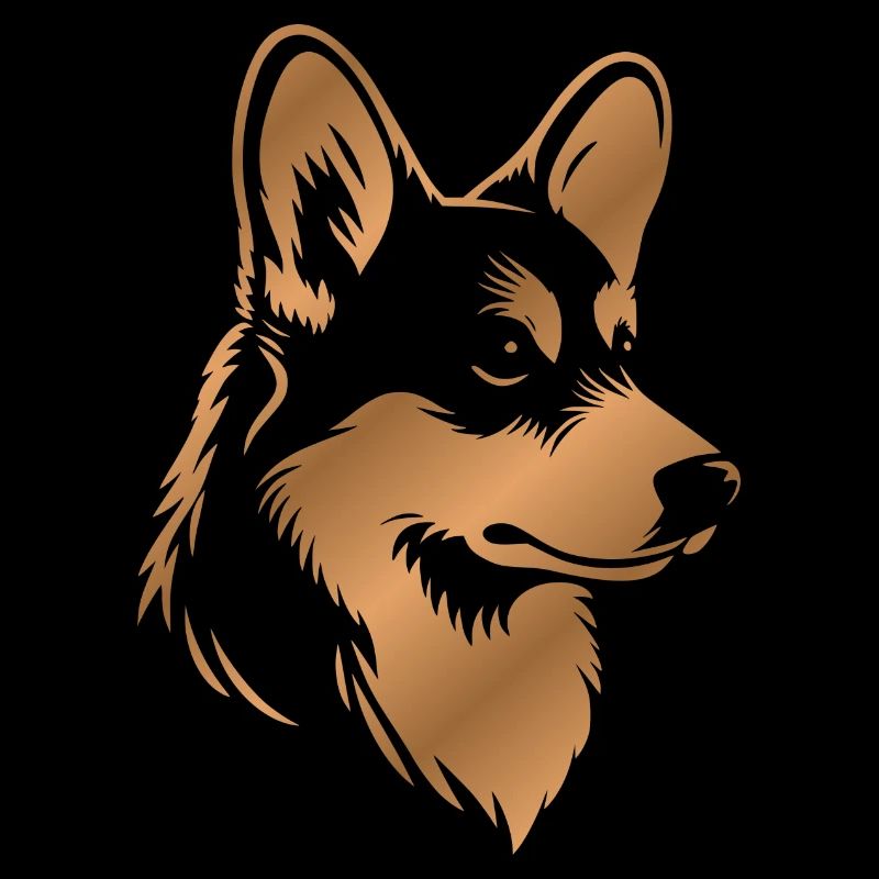 Corgi drawing dog head bronze