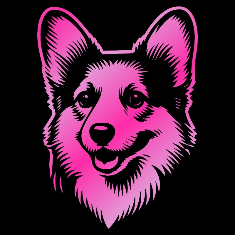Corgi dessin tête de chien rose