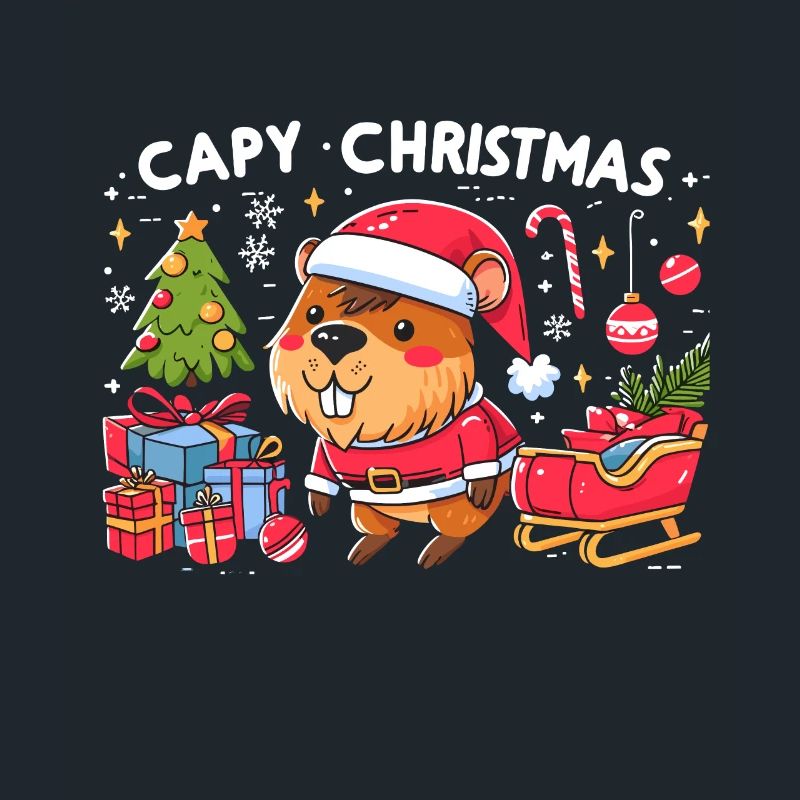 Capybara Weihnachtsbaum Weihnachtsmann