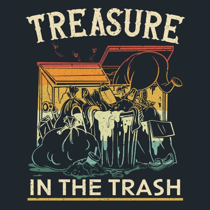 Dumpster lover picking garbage,