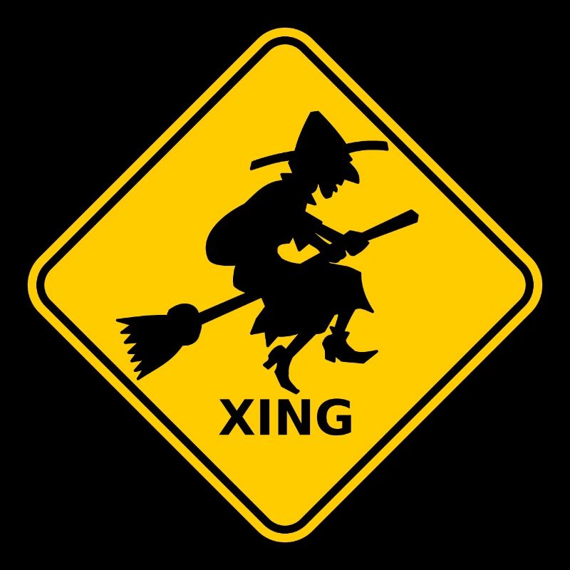 Warnschild "Hexe auf Besen / Witch on broom"