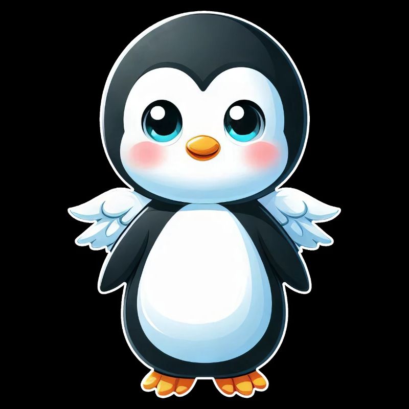 Süßer Pinguin Engel Cartoon Chibi Stil
