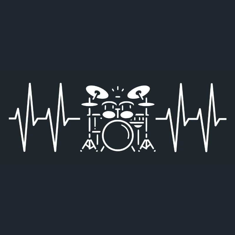 Drum Kit with Heart Line Rhythm Drummer Design