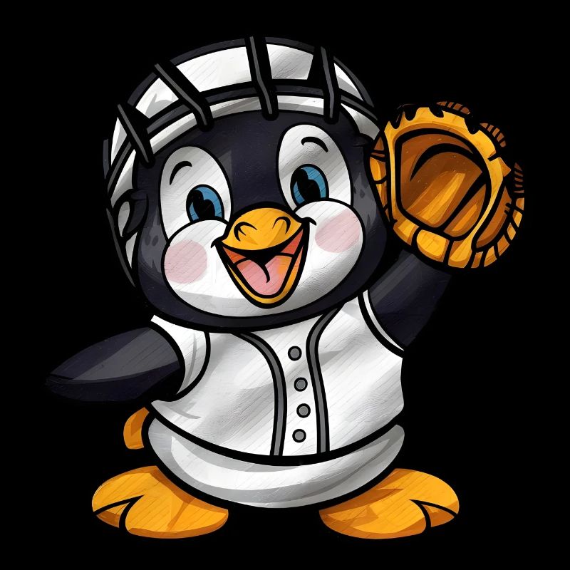 Pinguin Baseballspieler Cartoon