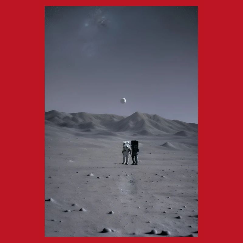 Astronauts exploring the moon Lunar